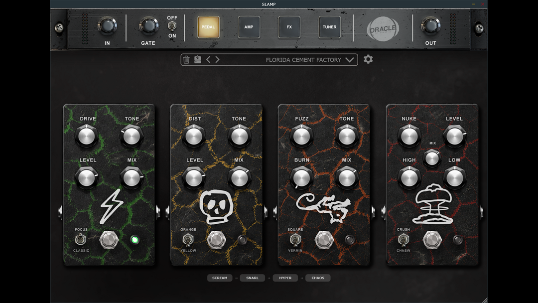 The SLAMP slamming death metal amp sim pedal section