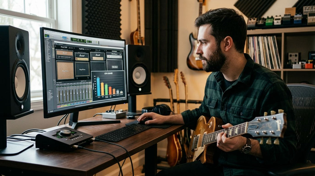 Guitar amp simulator plugins ranked by CPU usage 2026