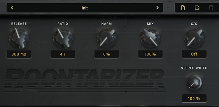 BOONTARIZER compressor plugin - harm, mix, sidechain filter and stereo width controls - Oracle Sound