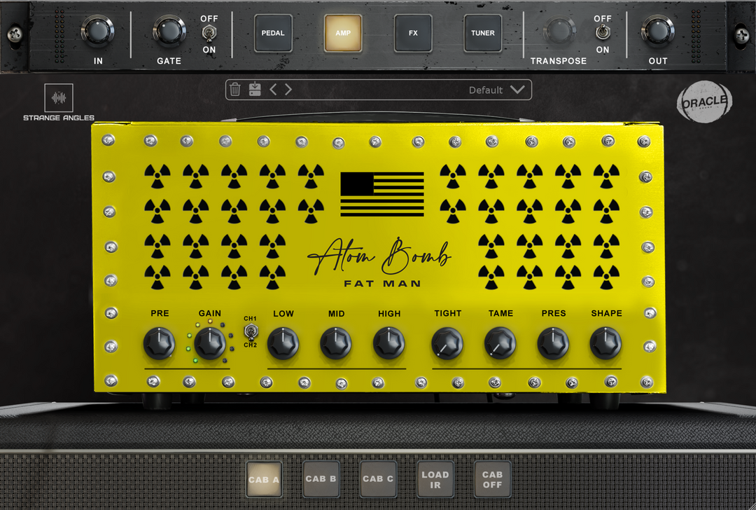 ATOM BOMB v2.5 amp panel with gain, EQ, cabinets and transpose - Oracle Sound