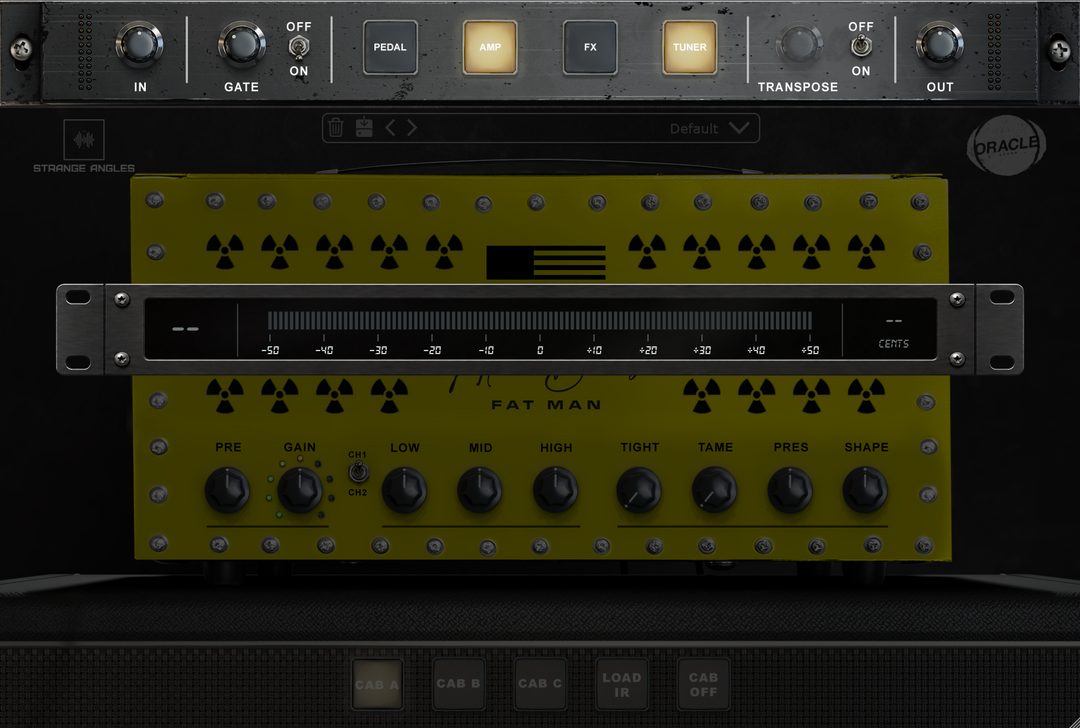 ATOM BOMB v2.5 rack tuner overlay with note and cents display - Oracle Sound