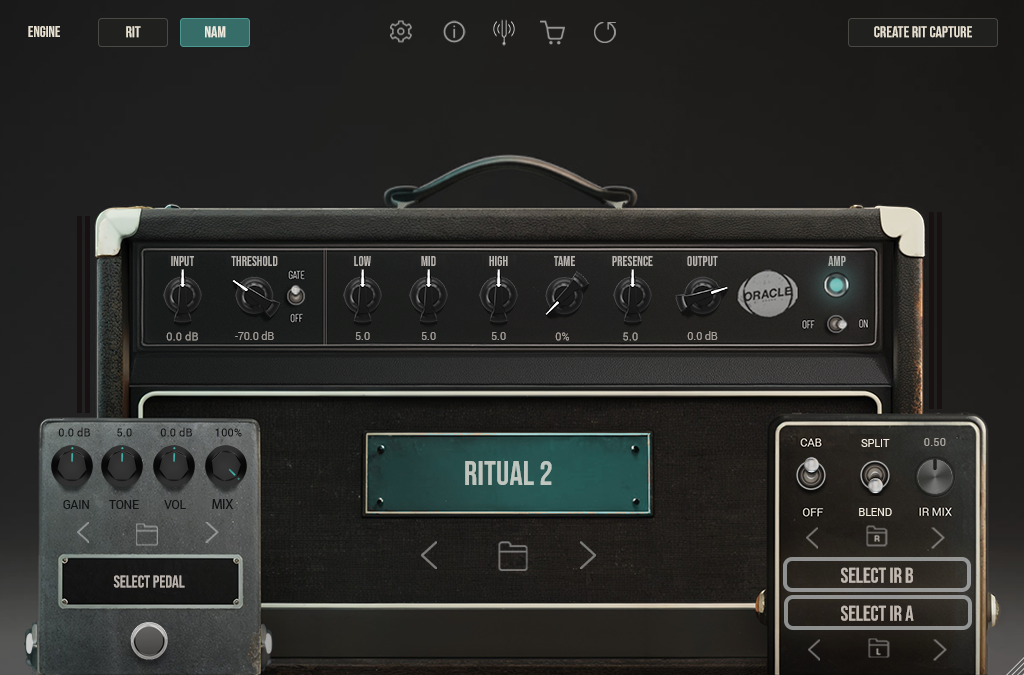 RITUAL 2 in NAM mode, loading a standard .nam amp model
