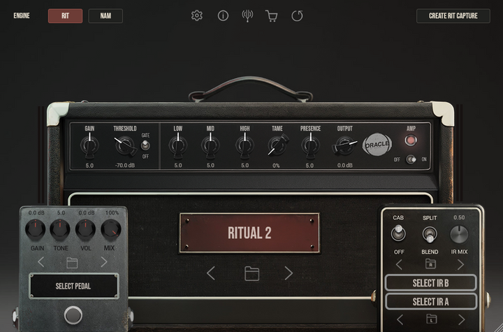 RITUAL 2 amp loader in RIT mode with the amp, pedal loader and dual cab IR loader