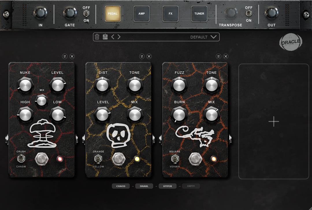 SLAMP v2.5 four-slot pedalboard with SCREAM, SNARL, HYPER and CHAOS - Oracle Sound