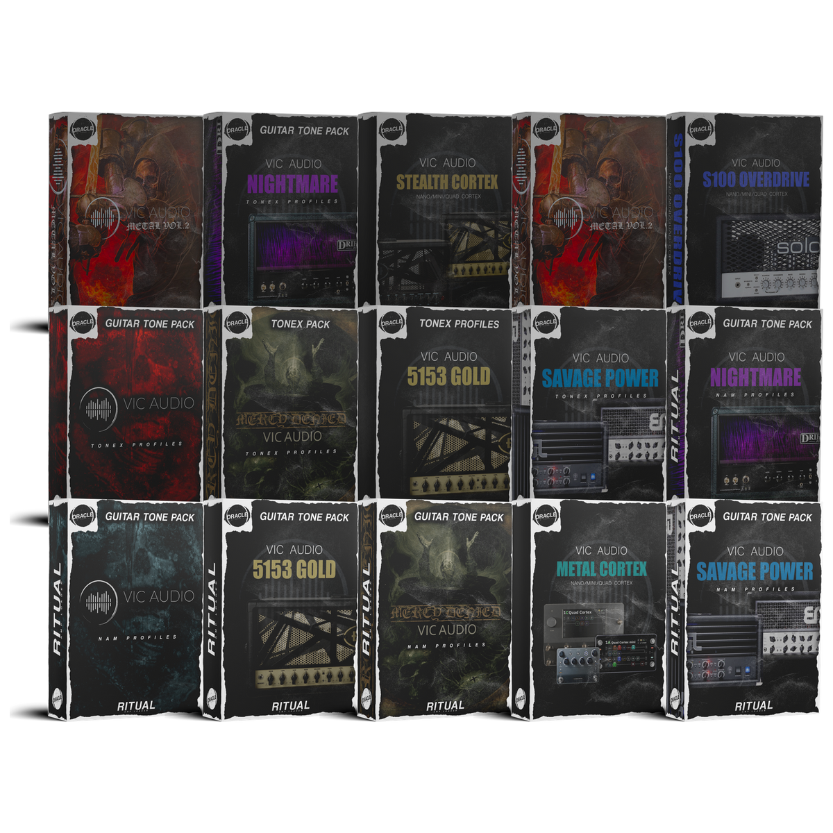 VIC AUDIO BUNDLE: all 15 VIC AUDIO NAM, ToneX and Quad Cortex pack boxes